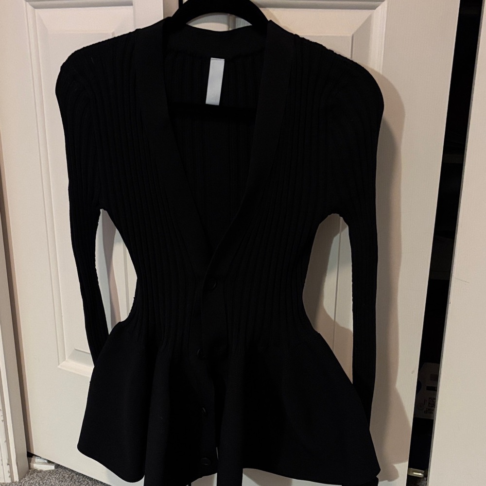 Chic Black Ribbed Button Down cardigan